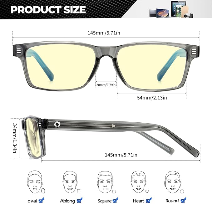 ANYLUV Blue Light Glasses Men Woman, Blue Light Blocking Glasses for Computer Gaming, Eye Strain Relief Eye Protection