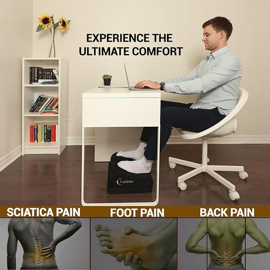 Foot Rest for Under Desk at Work-Ergonomic FootRest UnderDesk Foot Stool for Pain Relief with Washable Covers-Non-Slip Under Desk Footrest Office, Home & Travel-Adjustable Office Foot Rest