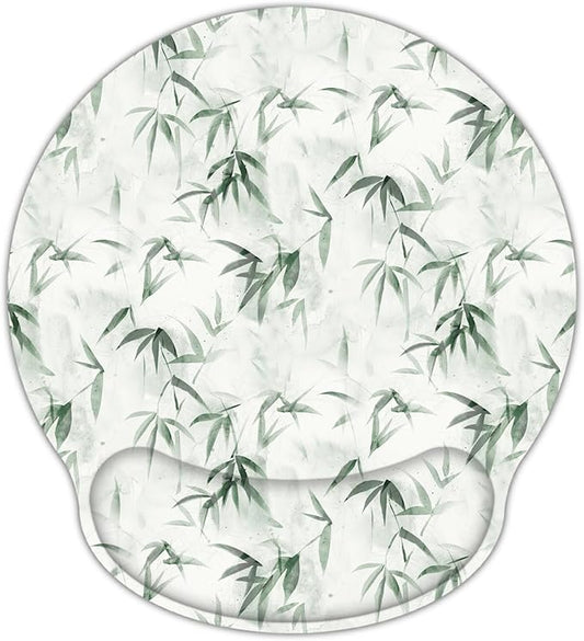 RICHEN Ergonomic Mouse Pad with Wrist Support,Non-Slip Rubber Base for Computer Laptop & Mac,Lightweight Rest for Home,Office & Travel (Bamboo Leaf)