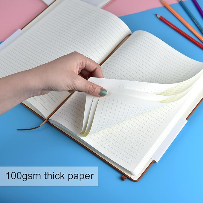 2 Pack B5 Journal Notebooks Classic College Ruled Notebooks Hardcover Lined Journals for Office Home School Business Writing Note Taking, 10.2 x 7.5 inch, 100GSM Thick Paper, 160 Pages (Black/Brown)