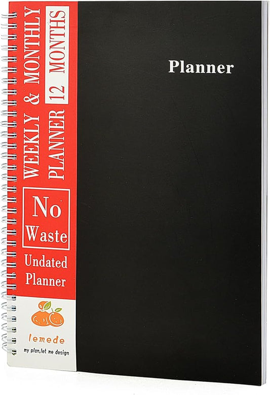 8.5"×11" Undated Weekly Planner, 158 Pages Non Date Monthly Planner Weekly To Do List Notepad with Goals & Note, A4 Large Blank Monthly Planners for Women Men Homeschool Office Supplies