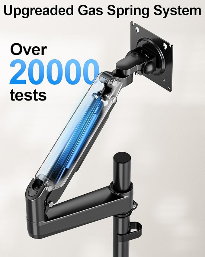 Heavy Duty Single Monitor Mount for Max 49 inch, Hold 4.4 to 44 lbs Ultrawide Screens, Premium Monitor Arm for Samsung Odyssey G9 and More, Adjustable Gas Spring Desk Stand, VESA Mount