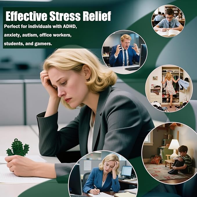 Pain Fidget Toys for Adults, Spiky Silicone Sensory Tool for Anxiety Relief - Acupressure Cactus for Deep Pressure Stimulation & Focus, Silent Portable Stress Keychain, Easy to Clean (1 Green)