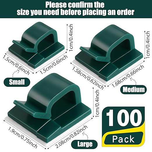 Blulu 100 Pcs Adhesive Cable Clips Bulk Wire Holder for Cord Organizer Clips Cable Management Outdoor Light Hooks for Christmas Wall String Lights Fairy Lights