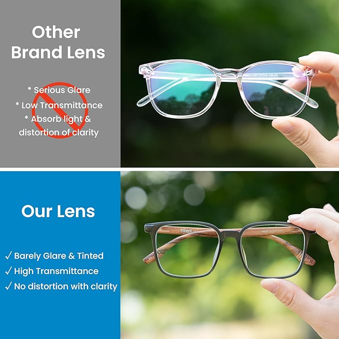 GUDVUE Mens Blue Light Glasses Rectangle Computer Glasses Gaming Glasses, Green/Brown