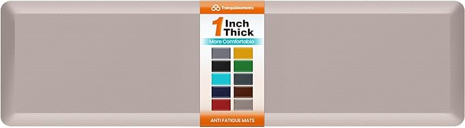 Kitchen Mats for Floor, 1 Inch Extra-Thick Kitchen Rugs, Non-Slip & Waterproof Standing Desk Mat, Comfort Anti Fatigue Mats for Kitchen Floor, Home, Sink, Office (20" X 72", Khaki)