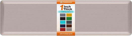 Kitchen Mats for Floor, 1 Inch Extra-Thick Kitchen Rugs, Non-Slip & Waterproof Standing Desk Mat, Comfort Anti Fatigue Mats for Kitchen Floor, Home, Sink, Office (20" X 72", Khaki)