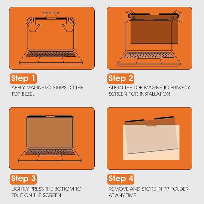Magnetic Laptop Privacy Screen 14 Inch 16:10 Display- Removable Anti-Glare Blue Light Filter, Computer Privacy Screen Shield, Not for 14'' Laptops with 16:9 Resolution