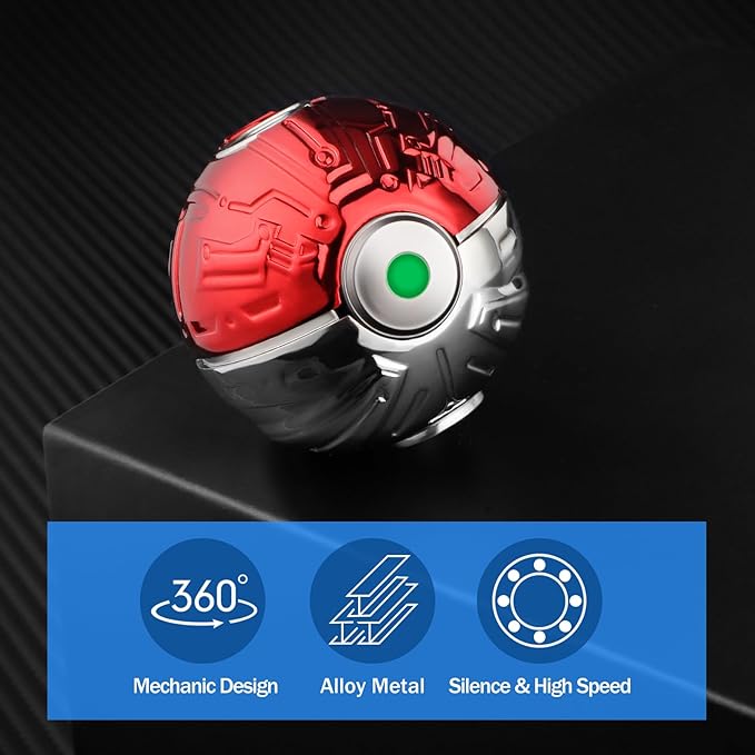 Luminous Fidget Spinner Fidget Sphere Metal Red Sensory Spinner Gyro Gadget, Novelty Handheld Gyro Sphere Toy, Desk Toy Stress Anxiety Relief Keep Clam Focus for Kid Adult