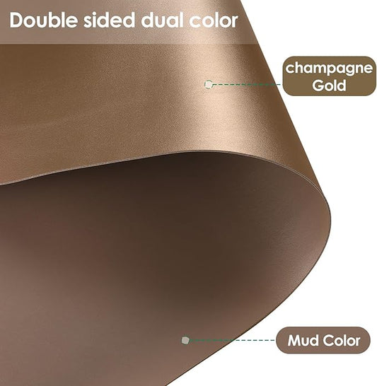 Leather Table Cover,1.8mm Thick,30x60 Inch Desk Cover,Large Desk Mat,Table Protector,Table Cover Protector,Desk Covers On Top of Desks(Mud Color+Champagne Gold,30x60)
