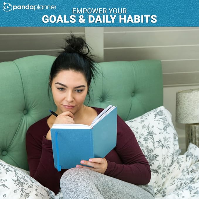 Panda Planner 2025-2026 – Classic Academic Daily, Weekly & Monthly Undated Planner, Agenda & Calendar Notebook – Productivity & Goals – Cyan Blue