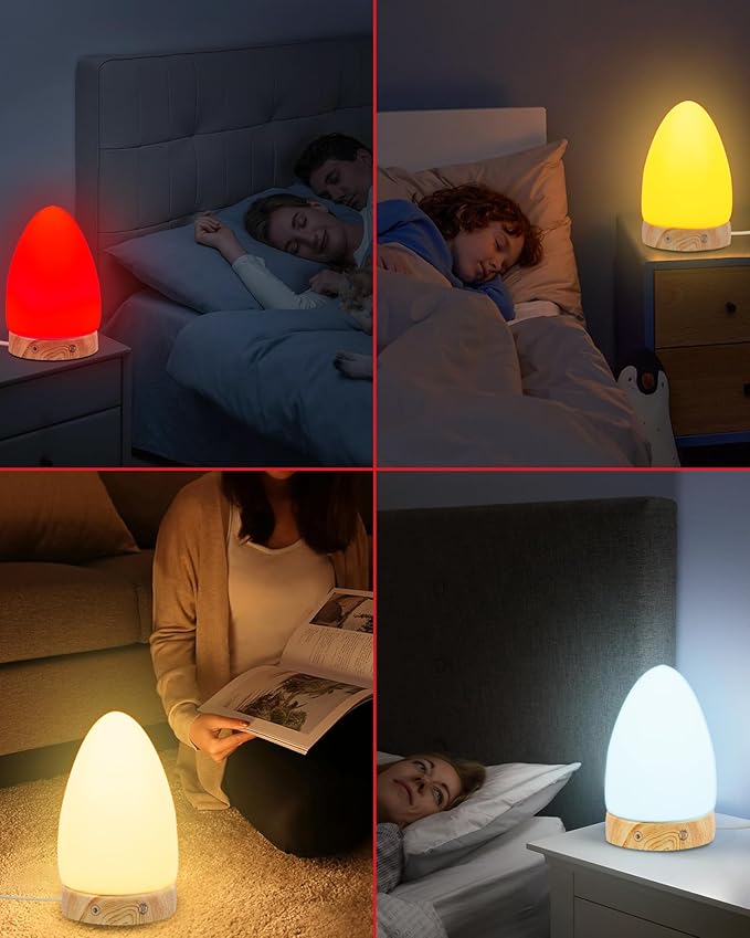 Red Light Night Light Lamp for Sleep, Red Nightlight Desk Lamp with 670nm Wavelength Multi-Color and Brightness Options Remote Control USB Charging Elegant Design
