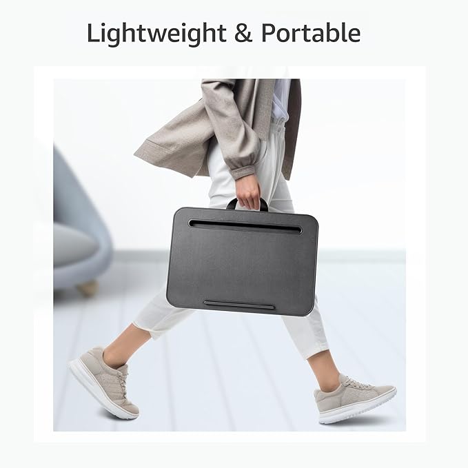 Lap Desk with Washable Cushion – Fits up to 15.6-in Laptops – Portable Laptop Desk & Stand –Bed desks & Tray for Writing, Reading, Working, Gaming on Bed, Couch, Floor – Istudyniture -Smal, Black