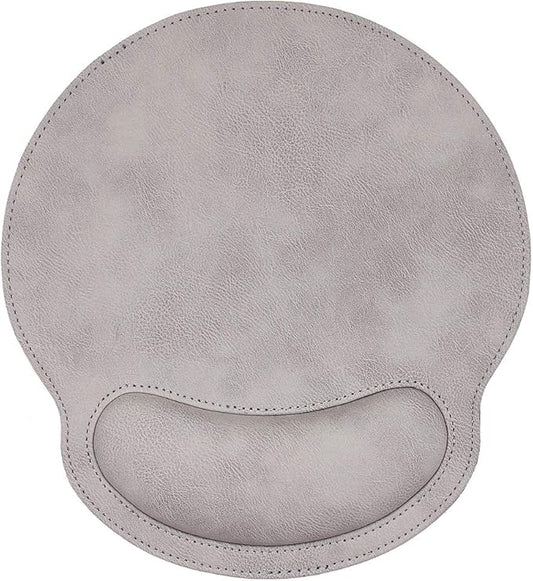 RICHEN Ergonomic PU Leather Mouse Pad with Wrist Support,Comfort Memory Foam,Waterproof Surface,Non- Slip Rubber Base for Computer Laptop & Mac,Lightweight Rest for Home,Office & Travel (Gray White)
