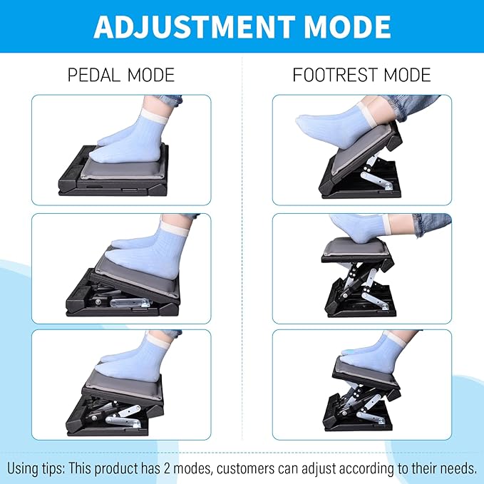 Scalebeard Foot Rest for Under Desk at Work,Height Adjustable Infinite Angle Under Desk Footrest,Ergonomic Foot Stools for Under Office Desk, Height Up to 10.6", Large 15.75" x 12.4" Panel