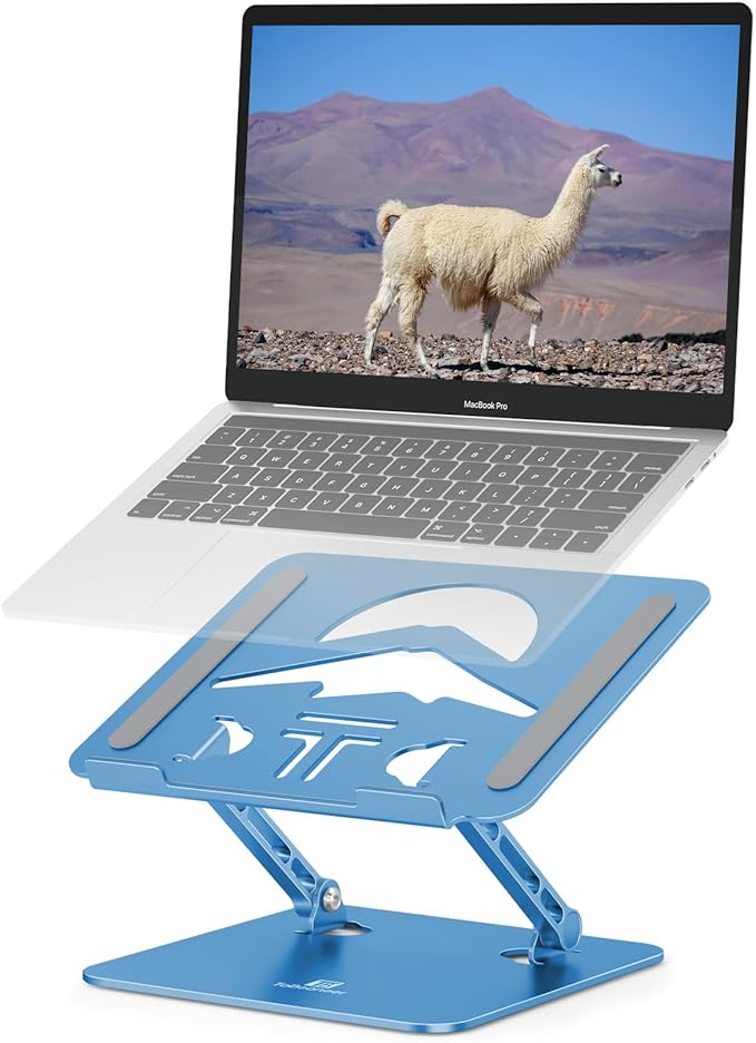 Laptop Stand, Ergonomic Adjustable Computer Stand for Collaborative Work, Foldable and Portable Heat Sink Computer Stands, Fits up to 15.6-inch Laptops (Dark Blue)