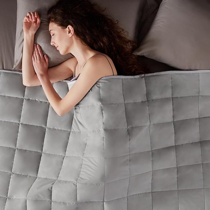 anfie Modern Weighted Blanket (88x104-25lb, Stone Grey), Ultra Soft Polyester, Cooling, 25 lbs, King Size, Machine Washable, Bagged, Lightweight, Unisex
