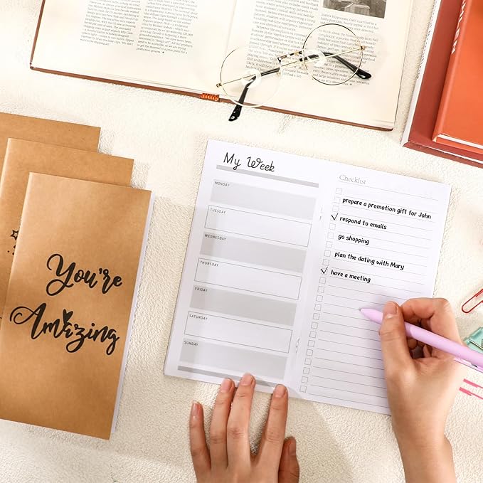 Qilery 30 Pcs Open House Gifts Bulk Habit Tracker Planner Bulk 2025 Pocket Calendars to Do List Weekly Goals Notepads for Employee Appreciation Housekeeping Teacher Welcome Gifts(Appreciation)