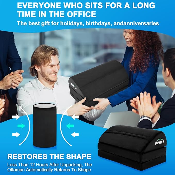 TALSTILA Foot Rest for Under Desk at Work, Under Desk Footrest, Ergonomic 3 Adjustable Heights Footrests, Footrest with Feet Warm Pocket, for Office Desks & Office Chair - Back & Leg Hip Pain Relief