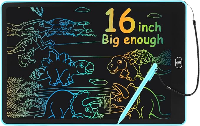 16 inch LCD Writing Tablet for Kids Adults,Colorful Drawing Pad Doodle Board School Supplies Christmas Gifts Toys for Girls Boys 3 4 5 6 7 8 Year Old Girl Boy Birthday Gift Ideas (Blue)