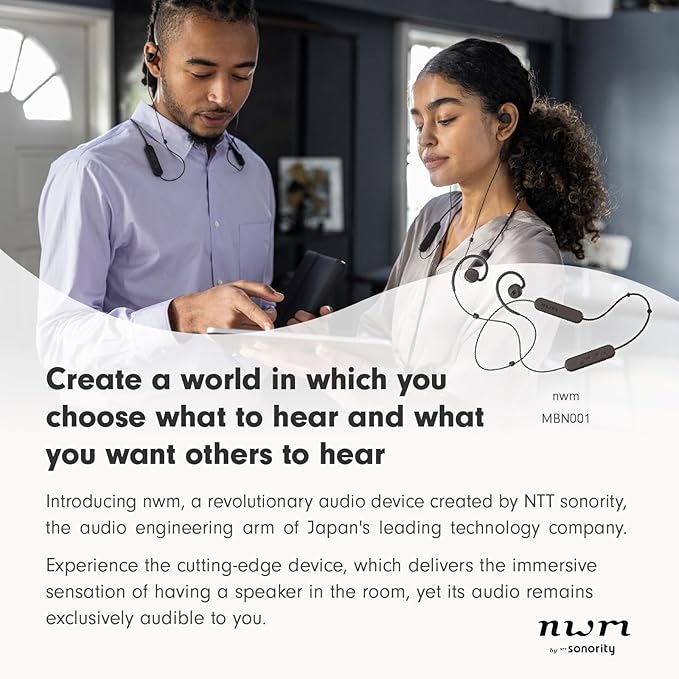 nwm NTT Sonority Wireless Open-Ear Speakers (Neckband) with PSZ Technology MBN001 White Beige