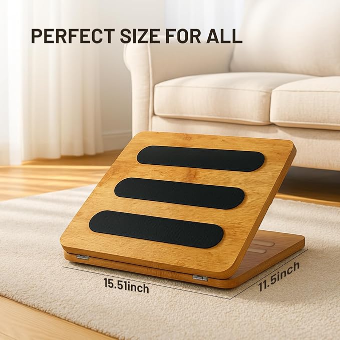 Foot Rest for Under Desk at Work - Wooden Adjustable Office Footrest with Foam Cushion Pad, 4 Heights & Ergonomic Anti-Slip Design for Home & Office (Natural)