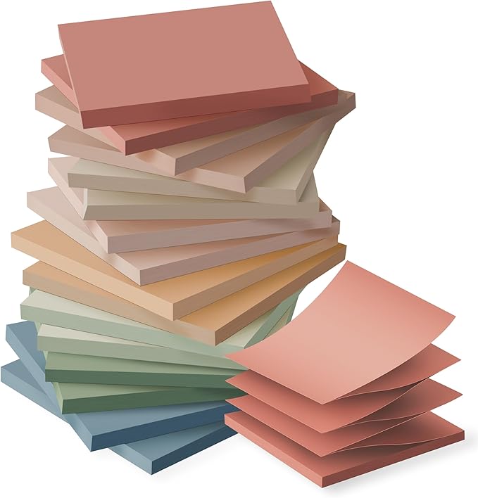 (16 Pack) Pop Up Sticky Notes 3x3 in Accordion Stickies Super Sticking Power Memo Pads Vintage Colors