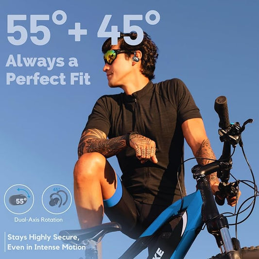 Open Ear Earbuds, Open Ear Headphones with 16mm Speakers, Bluetooth 5.4 Wireless, Biaxial Rotation, Lightweight, 20H Playtime, Over Ear Bluetooth Headphones for Running, Workout, IPX5 Waterproof