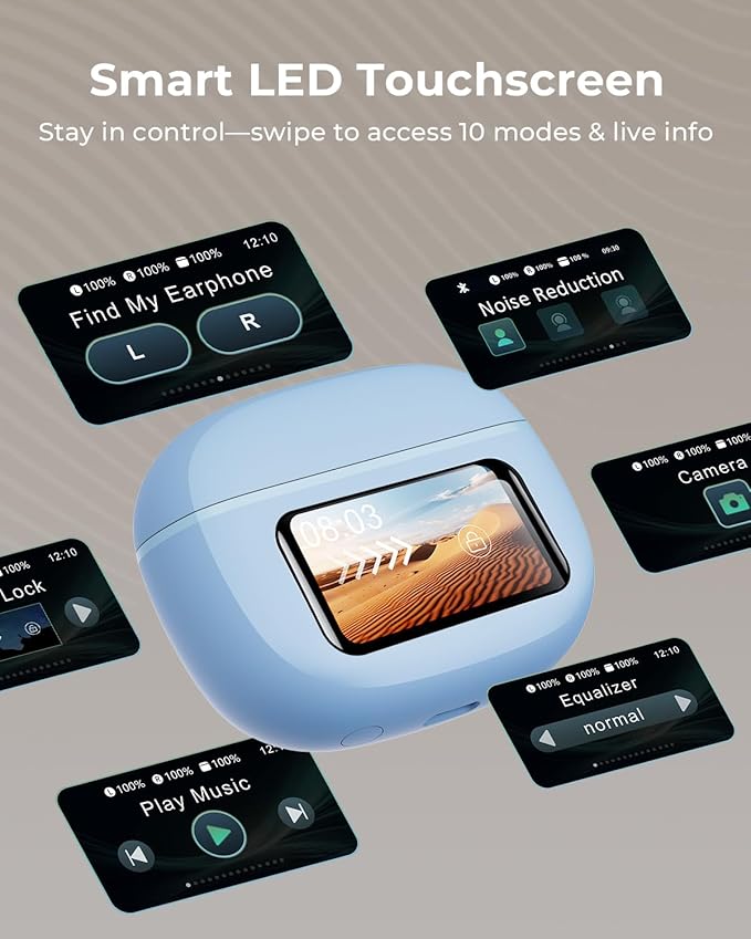 Wireless Earbuds, Ear Buds Active Noise Cancelling with Charging Case, 6.0 Bluetooth Earbuds with AI Clear Calls, 40H Playtime for Sports & Working, Stereo Sound Headphones for iPhone/Android/iPad