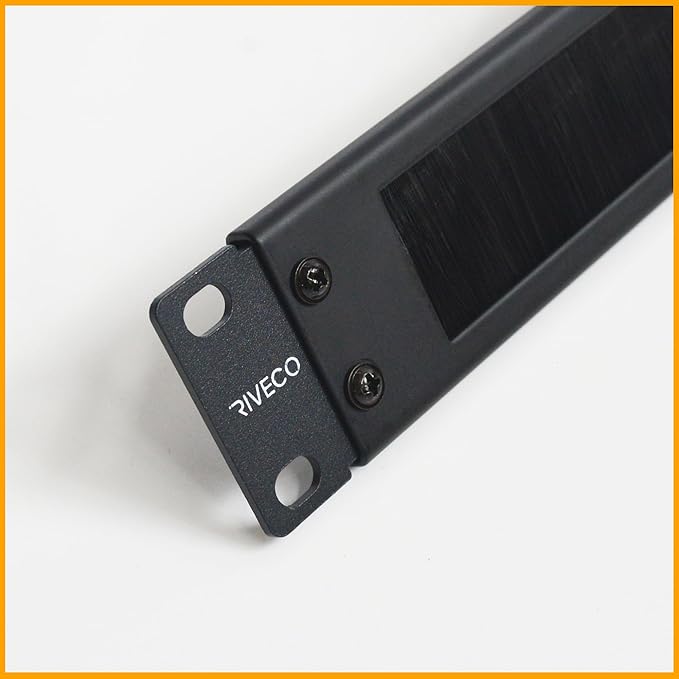 RIVECO 1U Brush Panels for Rack Cable Management, Server Rack Cable Organizer 1U Brush Managers for 19 Inch Network Rack Mount Black 2 PCS