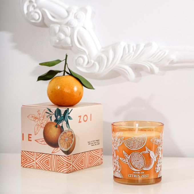 Scented Candle - Citrus - 6oz Aromatherapy Soy Wax Jar Candle for Home, Gifts for Women - 170g