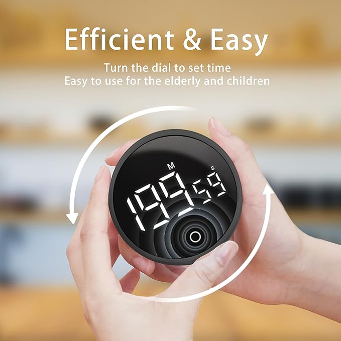 Digital Kitchen Timers, Visual timers Magnetic Countdown Countup Smart Timer Large LED 200 Minutes Display Volume Adjustable for Cooking Fitness Studying, Easy for Kids and Seniors