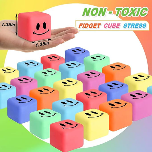 16 Pack Mini Slow Rising Stress Cube, Square Fidget Ice Cube Stress Balls, Stretchy Fidget Toy for Anxiety Stress Relief, Classroom Prize Cube Squishies for Adults Kids Children Teens Party Favors