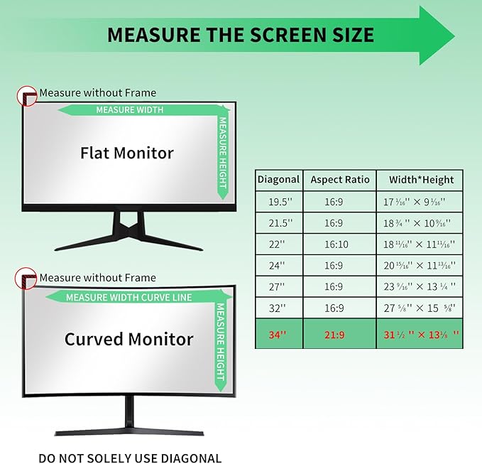 34 Inch Curved Computer Privacy Screen Filter for 21:9 Widescreen Computer Monitor Screen Protector Computer Screen Privacy Shield Anti Glare and Blue Light