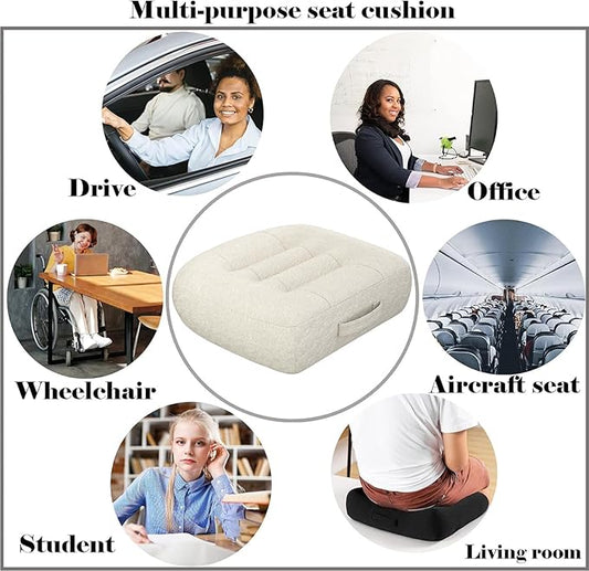 Adult car seat Booster for Height/Drivers seat Booster Cushion for Adults/Increase The Field of View by 12cm/ 4.7in,Butt Cushion for Office Chairs,for car/Office/Home/Wheelchair(Beige)