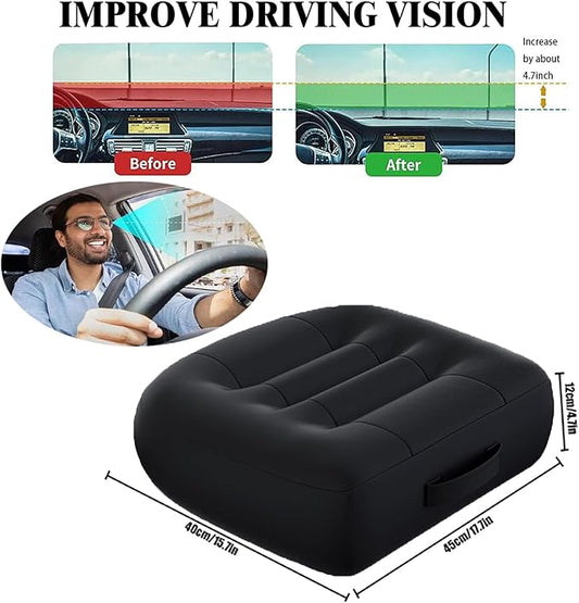 Adult Booster Seat for Car/Portable Booster Seat for Driver/Breathable Non-Slip Seat Cushions with Practical Handle for The Car, Office, Wheelchair, Broader Vision, 17.7"x15.7"x4.7"(Black)