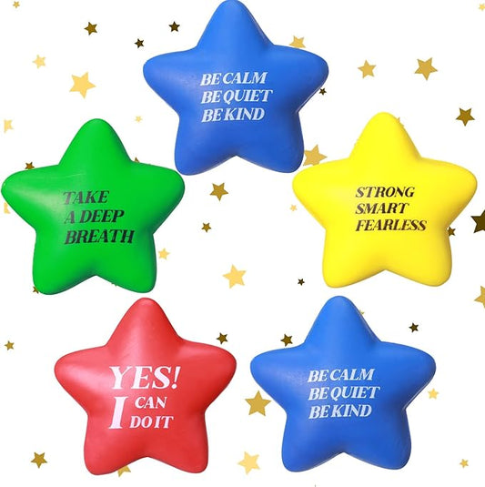 Kasyat 20 Pcs Star Stress Balls - 2.16" Motivational Squeeze Toys for Adults, Teens, Students & Party Favors