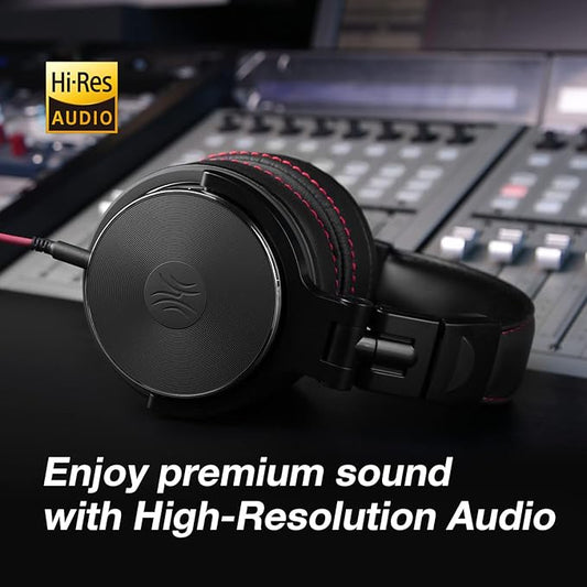 OneOdio Hi-Res Over Ear Headphones for Studio Monitoring and Mixing, Sound Isolation, Protein Leather Earcups, 50mm Driver Unit, Wired Headphones for AMP Guitar Keyboard (Pro-50 Black)