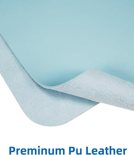 AFIING Leather Desk Pad Protector,Mouse Pad,Office Desk Mat, Non-Slip PU Leather Desk Blotter,Large Desk mat,Waterproof Keyboard mat for Office/Home/Decor (Light Blue,35"" x 17"")