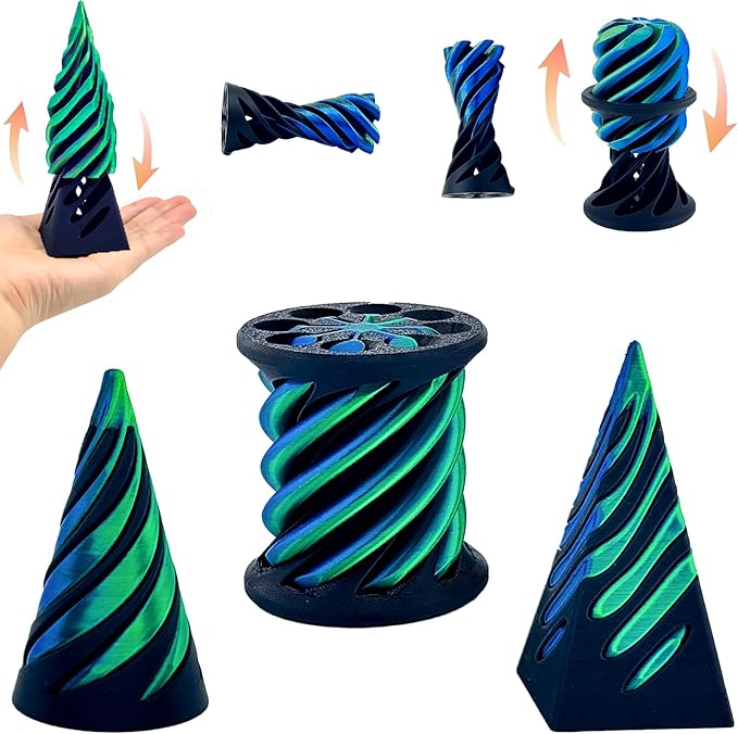 Impossible 3 Pack Spiral Cone Fidget Toy, Pyramid Passthrough Sculpture, Mini Cones Pass Through Pyramid Fidget Toy for Stress and Anxiety Relaxing