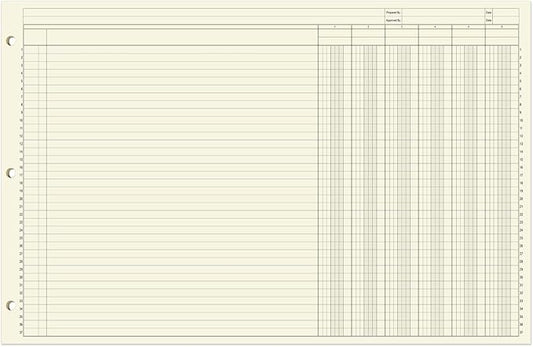 BookFactory Ledger Pad/Large 6 Column Accounting Ledger Columnar (Six Columns) Pads - 17'' x 11'', 50 Pages, Notepad Landscape Format (PAD-050-CLCPD3(17x11-Ledger-6)-AX)