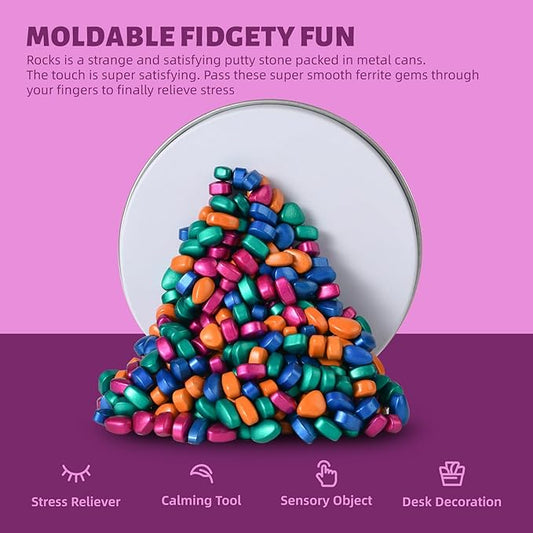 Fidget Toys Adults,Sensory Stones for Stress Relief,300+Multicolour Smooth Ferrite Rocks, Desk Fidgets Toy,Adults Gifts, Holiday Stocking Stuffer