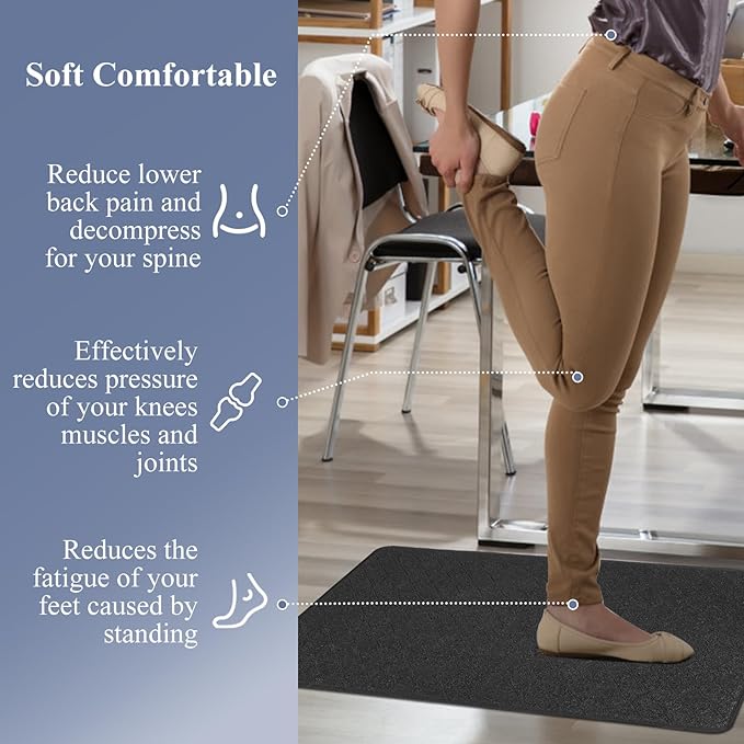 HEBE Anti Fatigue Kitchen Mats for Floor Set of 3 Cushioned Kitchen Rug Sets 3 Piece Non Slip Kitchen Rugs and Mats Waterproof Comfort Standing Mat Runner for Home Office,Sink,Laundry