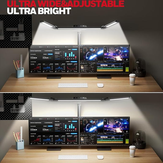 Honeywell LED Desk Lamp with Clamp, HJ3 Sunturalux Architect Desk Lamp for Home Office, Eye-Caring Computer Desk Light 22W 4 Color Modes Clip on Light Stepless Dimming Task Lamp for Working Workbench