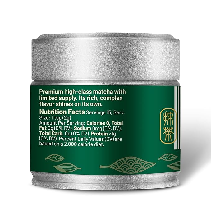 CHAYEAH, Emerald Select Matcha – Organic Ceremonial Grade Matcha Green Tea Powder, Premium First Harvest (1.06 oz Tin)