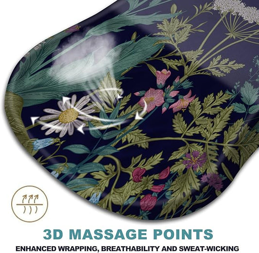 Ergonomic Mouse Pad with Wrist Rest Support, Massage Design Relief for Carpal Tunnel Pain, Entire Memory Foam Non-Slip, Midnight Flowers