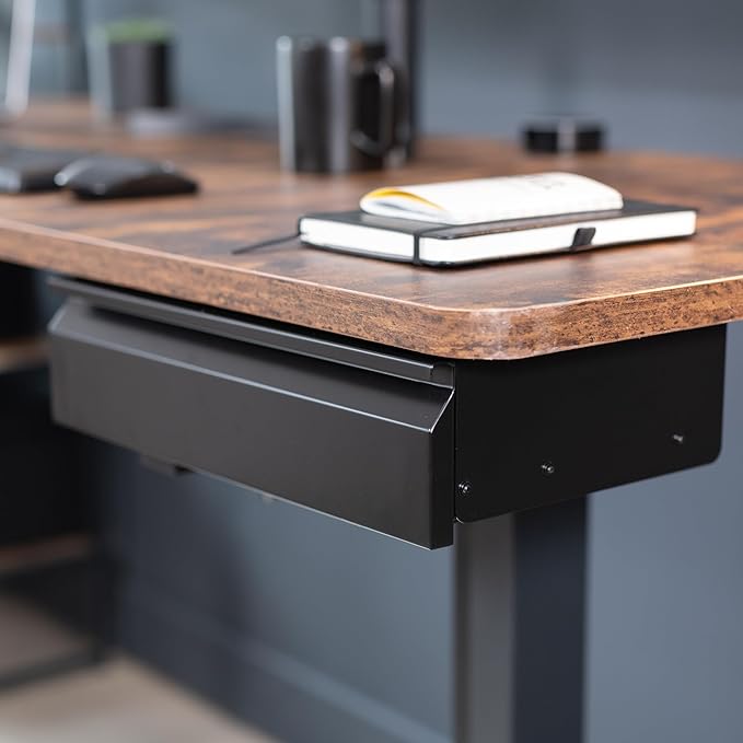 VIVO 16 inch Under Desk Slide Out Drawer with Power Strip for Charging, Storage Organizer, Black, DESK-DR16-BP