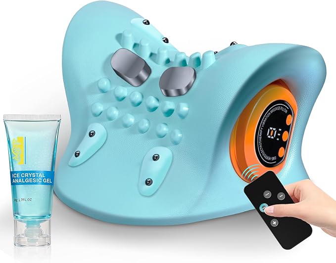 Neck Massager 2025, Occipital Release Tool for Neck with Heat, 3 Modes, Portable Massage Neck Pillow for Pain Relief and Muscle Relax, 26° Angle Cervical Traction Device