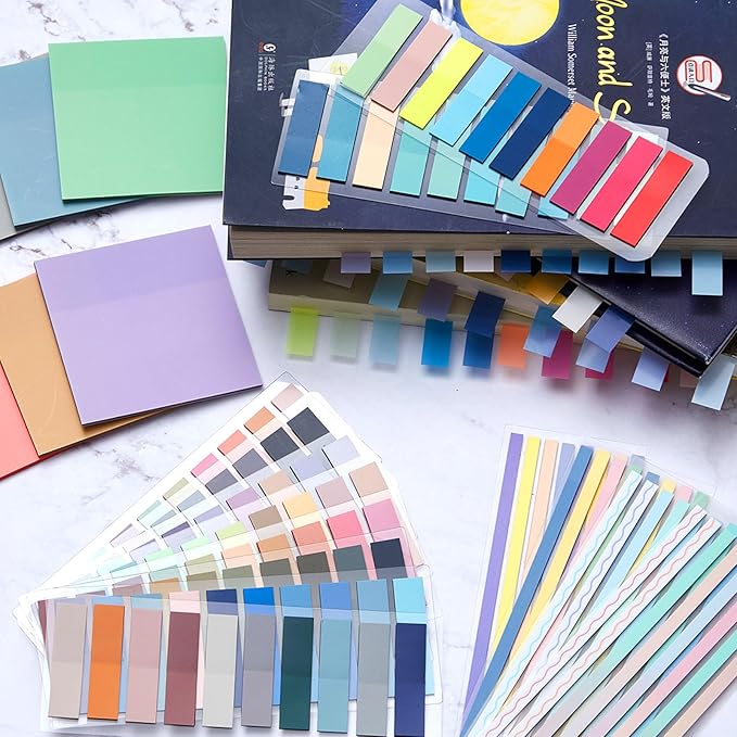 135 Pcs Book Annotation Kit Aesthetic Pencil Case Bag with 12 Highlighter 11 Gel Pen 1 Marker 300 Sheets Transparent Sticky Notes Pads 2640 Index Tabs Bible Study Supplies for School Gift(Black)