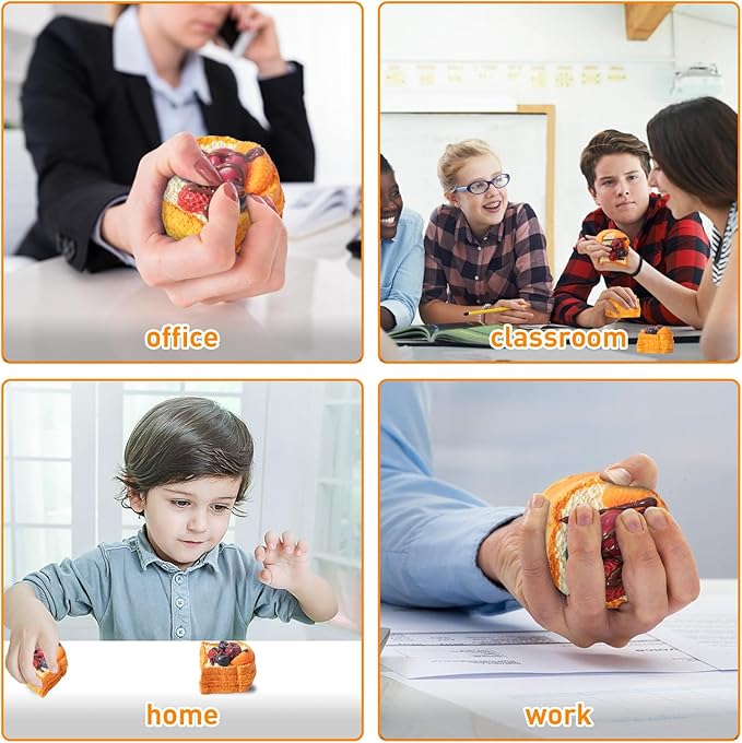 Squishy Toys, Taba Squishies Fidget Toys for Kids, Stress Balls for Adults, Sensory Toys for Autism, Squeeze Gifts, Anxiety Relief Party Favors for Girls & Boys (Fruit Toast)
